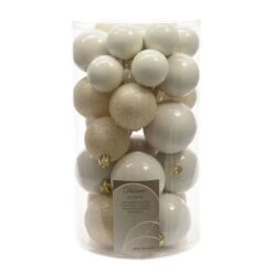 30 Palline Di Natalizie Infrangibili Bianco Platino