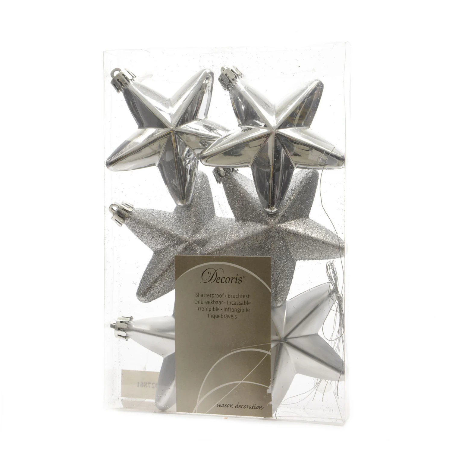 Addobbo Natalizio Set 6 Stelle Color Argento 3 Addobbo Natalizio Set 6 Stelle Color Argento