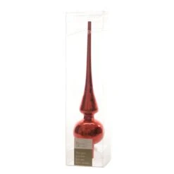 Puntale Albero Natale 26cm In Vetro Rosso