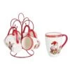 Set 4 Mug Funny Natalizie Con Supporto In Ferro