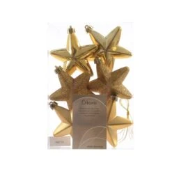 6 Stelle Con Decoro Glitter Oro 7.5cm