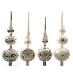 Puntale Natale 8x30cm Con Decoro Argento