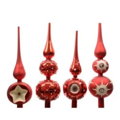 Puntale Natale 8x30cm Con Decoro Rosso