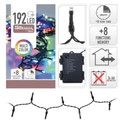 Luci Di Natale A Grappolo 192 Led A Batteria - Multicolor