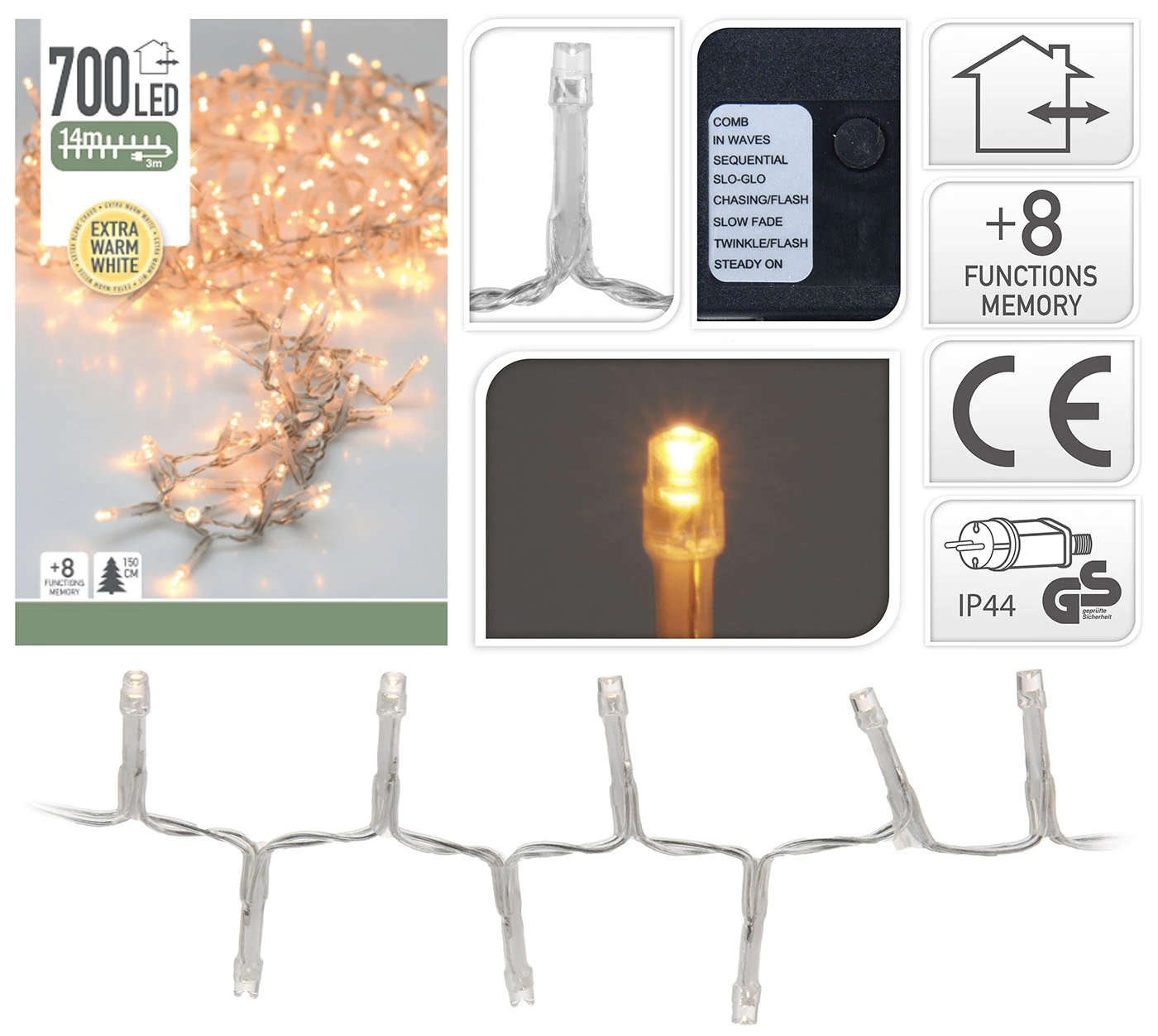 Luci Di Natale 700 Led Extra - Luce Calda 3 Luci Di Natale 700 Led Extra - Luce Calda