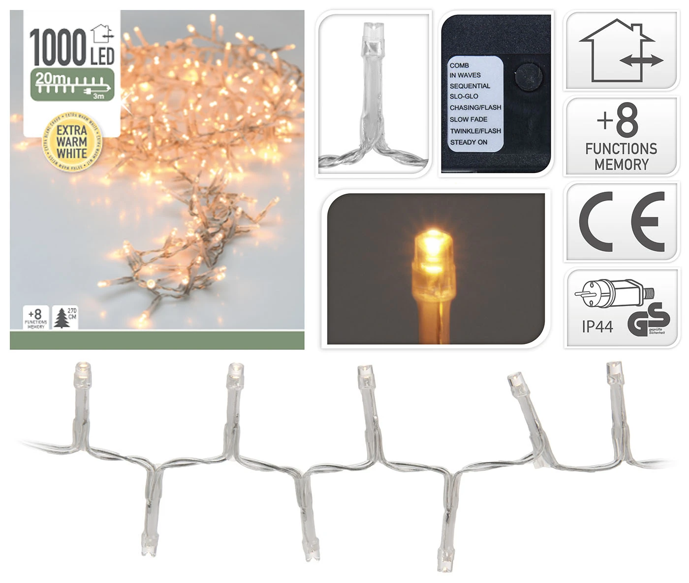 Luci Di Natale 1000 Led Extra - Luce Calda 3 Luci Di Natale 1000 Led Extra - Luce Calda