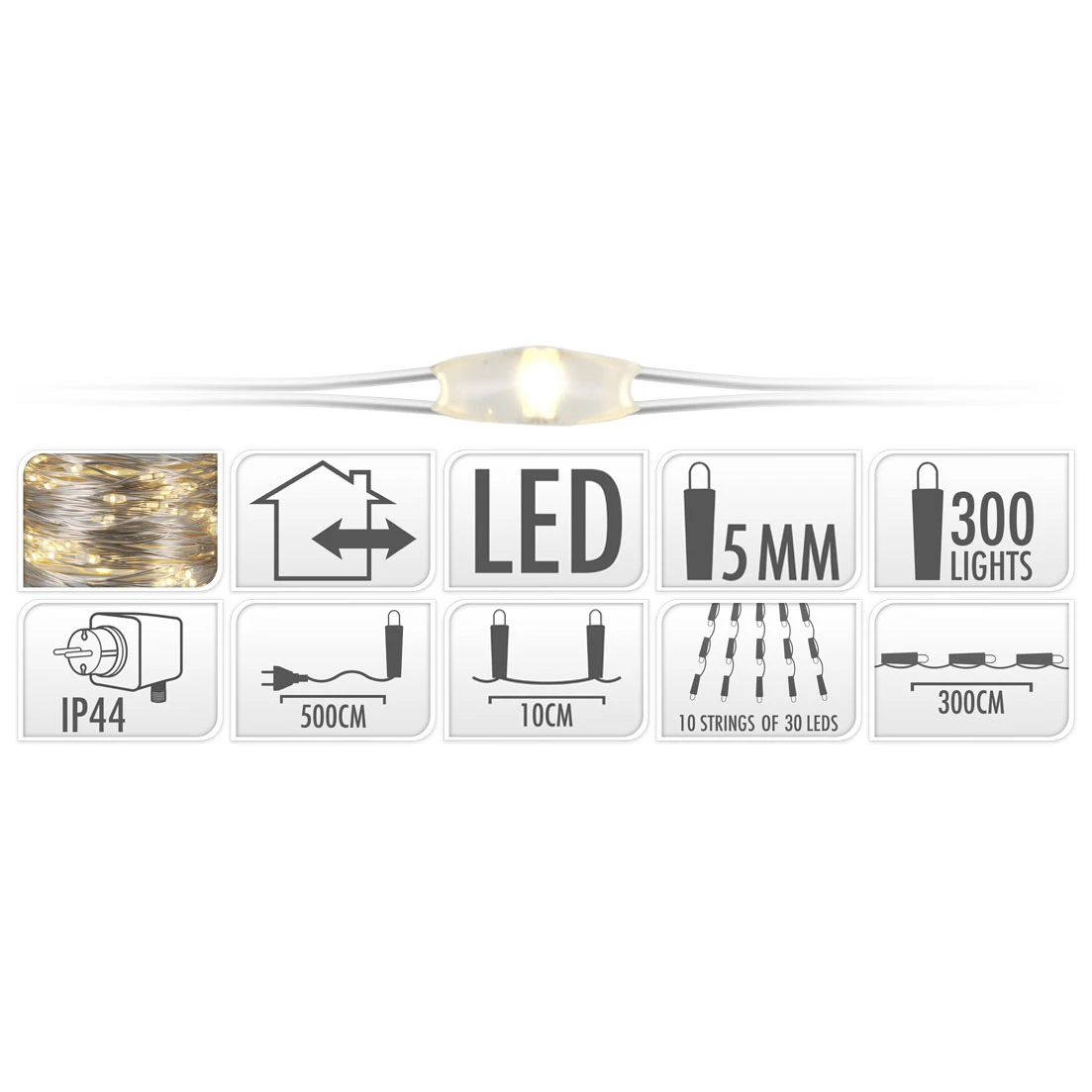 Luci Di Natale 300 Led - Luce Calda 3 Luci Di Natale 300 Led - Luce Calda