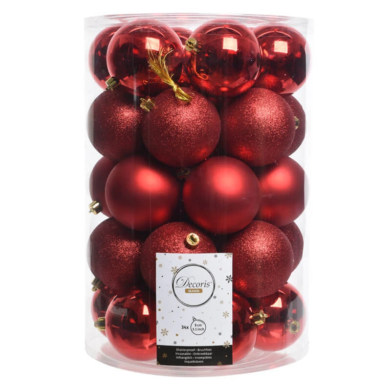 34 Palline Rosse - Decoro Natalizio 3 34 Palline Rosse - Decoro Natalizio