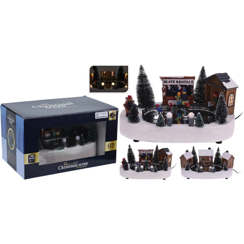 Scena Di Natale Pattinatori A Led 3 Scena Di Natale Pattinatori A Led