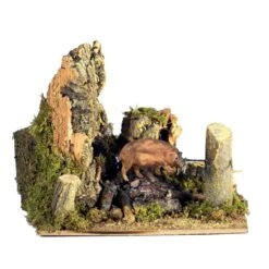 Camino Con Maiale Allo Spiedo Con Movimento 15 X 10 X 13 Cm