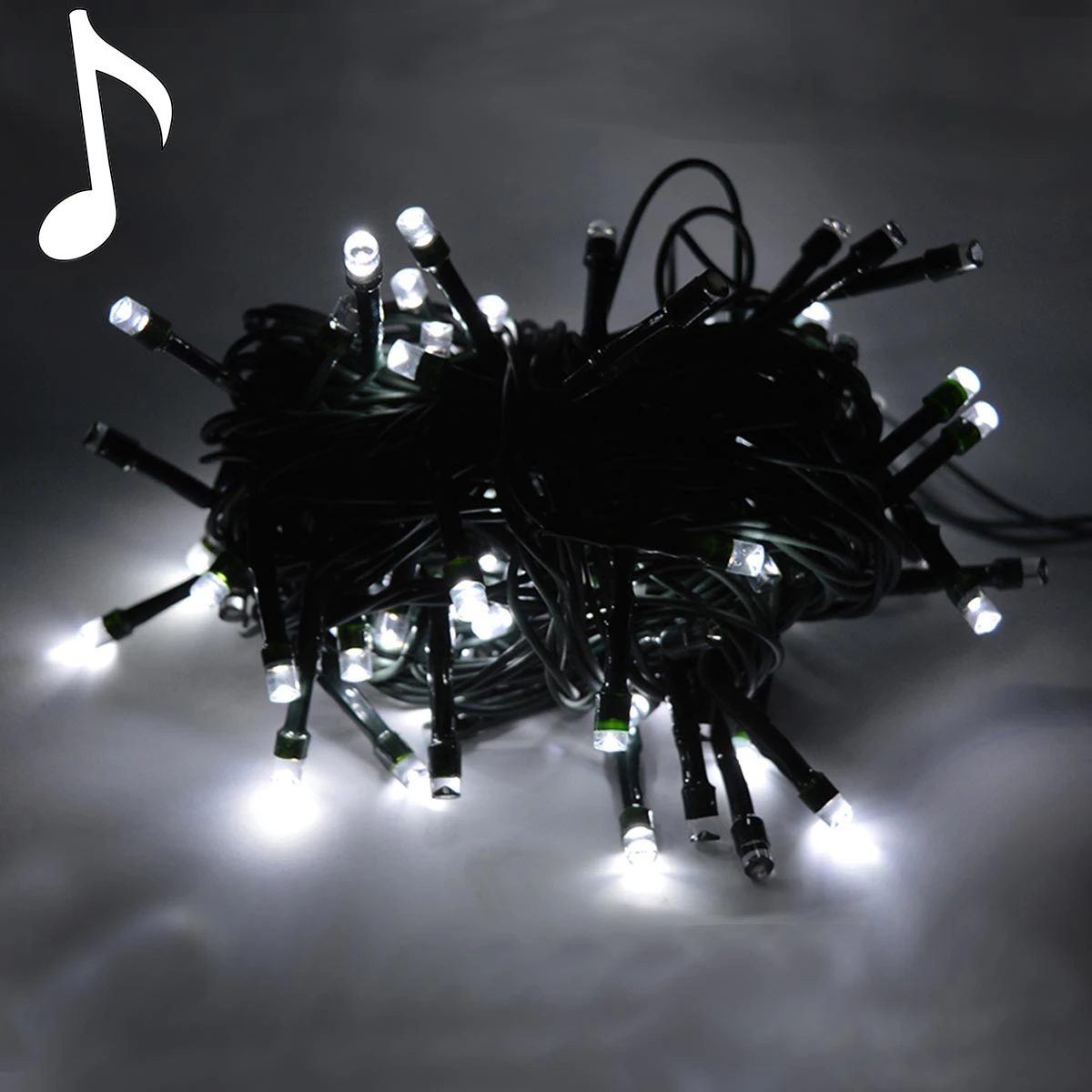 Luci Di Natale Con Musica 6,5m Luce Fredda 100 LED 3 Luci Di Natale Con Musica 6,5m Luce Fredda 100 LED