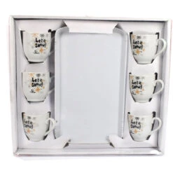 Set 6 Tazzine E Vassoio Con Decorazioni Natalizie -Offerte Natale Negozio 0032787 set 6 tazzine e vassoio con decorazioni natalizie