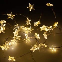 Luci Di Natale A Batteria 40 Micro LED Con Stelle - Luce Calda