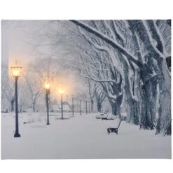 Quadro A LED Paesaggio Innevato Con Lampioni 50 X 40 Cm -Offerte Natale Negozio 0032890 quadro a led paesaggio innevato con lampioni 50 x 40 cm