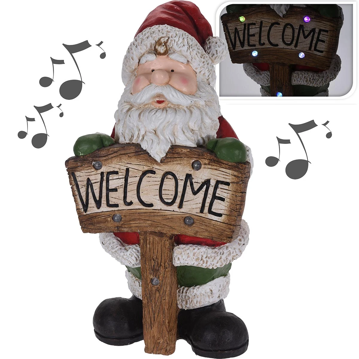 Babbo Natale Welcome Con Luci E Musica 3 Babbo Natale Welcome Con Luci E Musica