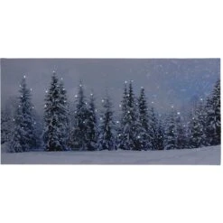 Quadro A LED Con Paesaggi E Alberi Innevati 28x58cm