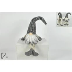 Gnomo Di Natale Seduto 30cm Grigio