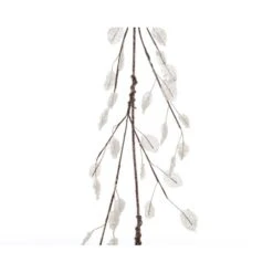 Addobbo Floreale Ramo Con Foglie E Strass 110cm Bianco