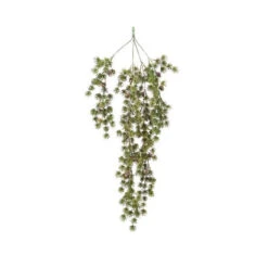 Decorazione Ramo Verde Con Pigne E Finitura Oro Con Glitter 70 Cm