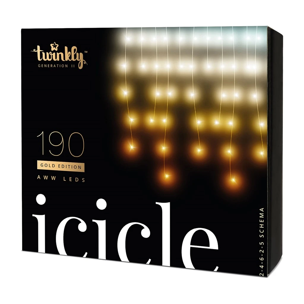 Twinkly Icicle Gold Edition Tenda 190 Led Ambrato E Bianco AWW Con Cavo Trasparente 4 Twinkly Icicle Gold Edition Tenda 190 Led Ambrato E Bianco AWW Con Cavo Trasparente - immagine 2