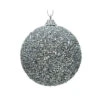 Pallina Natalizia 80mm Argento Con Decorazione Glitter
