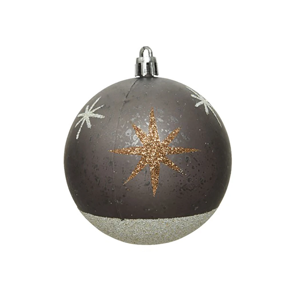 Pallina Natalizia 80mm Infrangibile Grigia Con Decorazione 3 Pallina Natalizia 80mm Infrangibile Grigia Con Decorazione