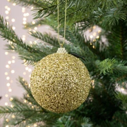 Pallina Natalizia 80mm Oro Con Decorazione Glitter -Offerte Natale Negozio 0057051 pallina natalizia 80mm oro con decorazione glitter
