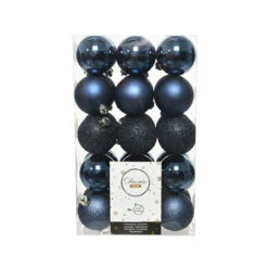 30 Palline Natalizie 60mm Infrangibili Blu Notte