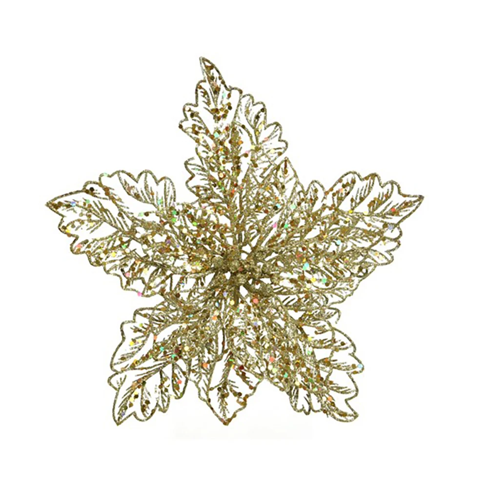 Addobbo Floreale Stella Di Natale 23,5cm Oro 3 Addobbo Floreale Stella Di Natale 23,5cm Oro