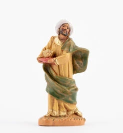 Re Magio Moro A Piedi Per Presepe 9,5cm