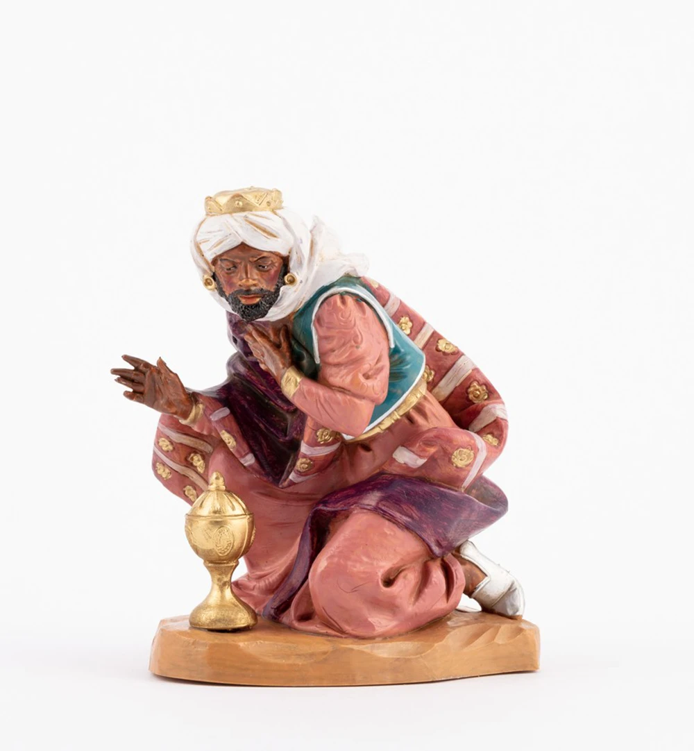Re Magio Moro A Piedi Per Presepe 19cm 3 Re Magio Moro A Piedi Per Presepe 19cm