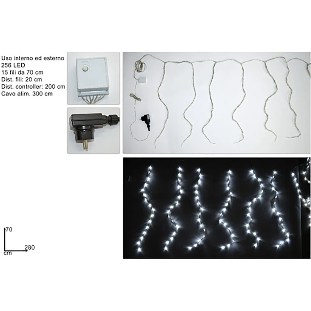 Tenda Luminosa 280cm Bianco Freddo 256 LED 4 Tenda Luminosa 280cm Bianco Freddo 256 LED - immagine 2