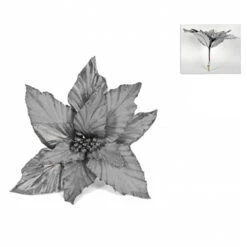 Addobbo Floreale Stella Di Natale 32cm Argento