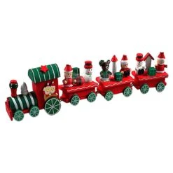 Scena Natalizia Trenino Di Legno 24 Cm