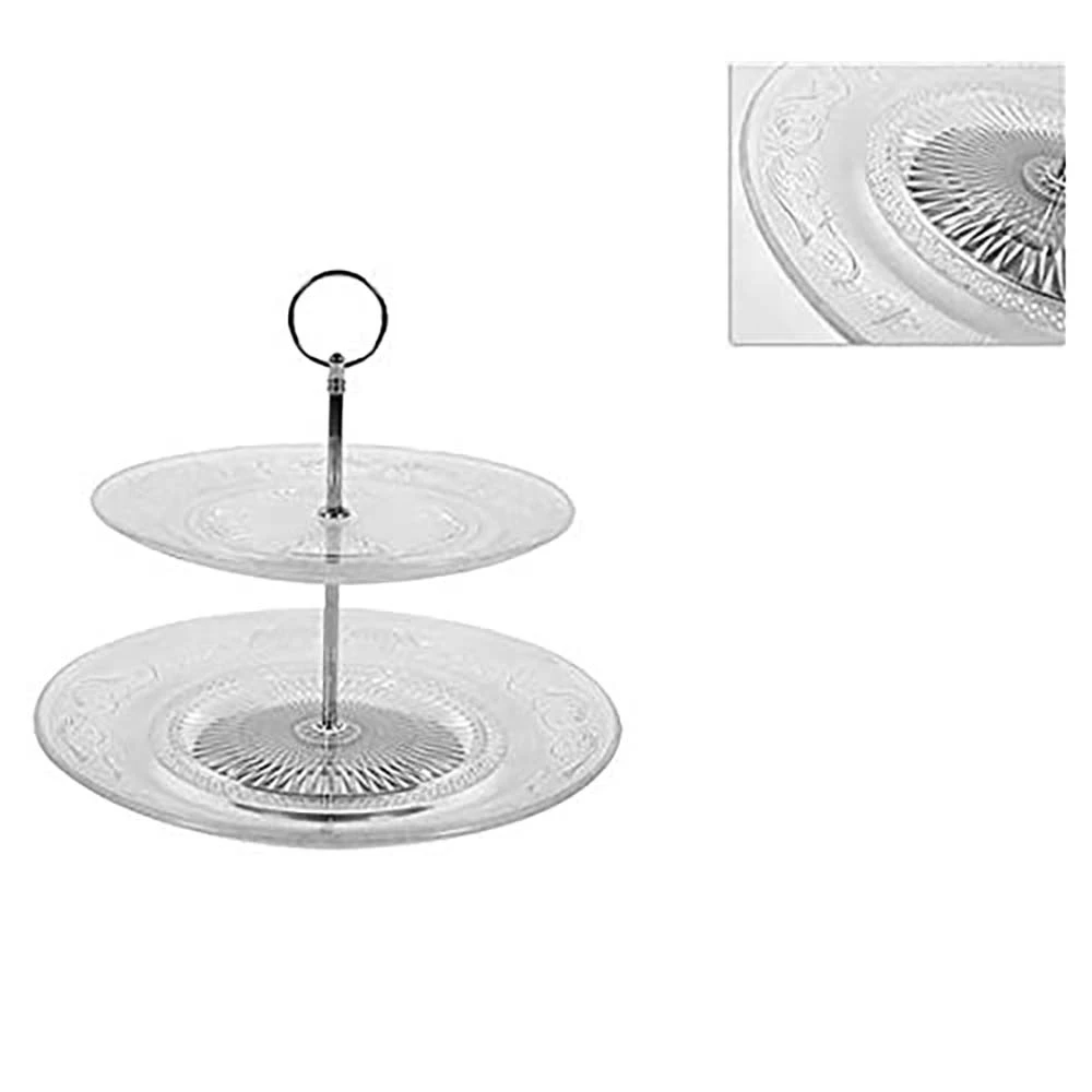 Alzatina Vetro 2 Piani 29cm 3 Alzatina Vetro 2 Piani 29cm