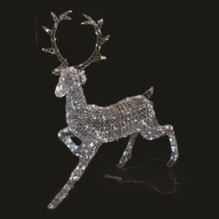 Alce Gigante In 3D Luminosa 300 LED Luce Fredda 145 Cm