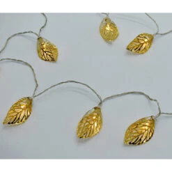 Catena Luminosa Con 10 Foglie Oro 3D LED A Batteria