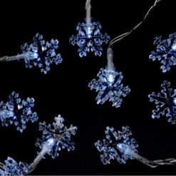 Catena Luminosa Con 20 Fiocchi Di Neve Acrilico LED A Batteria