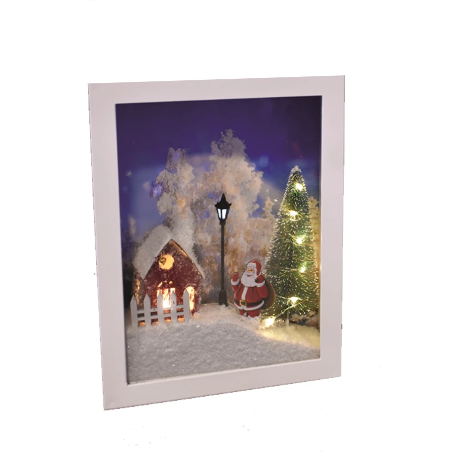 Quadretto Natalizio Bianco Luminoso Carillon E Paesaggio Colorato E Babbo Natale 3D A Batteria 3 Quadretto Natalizio Bianco Luminoso Carillon E Paesaggio Colorato E Babbo Natale 3D A Batteria