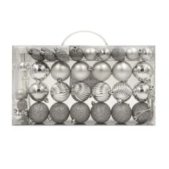 37 Palline Natalizie Assortite Infrangibili Con Puntale Argento