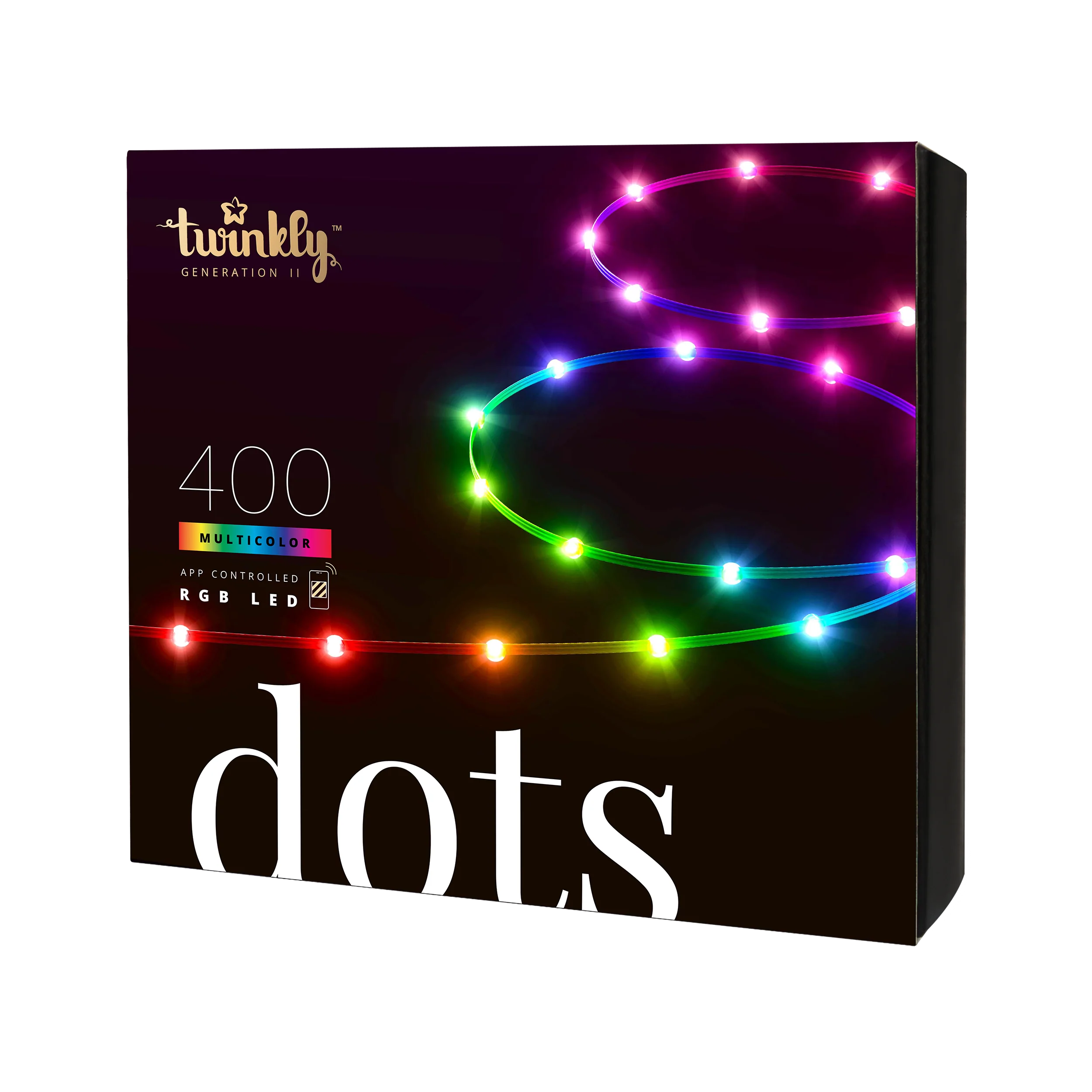 Twinkly 400 Dots Luci LED Multicolore Intelligenti 20 Metri - Cavo Nero 4 Twinkly 400 Dots Luci LED Multicolore Intelligenti 20 Metri - Cavo Nero - immagine 2