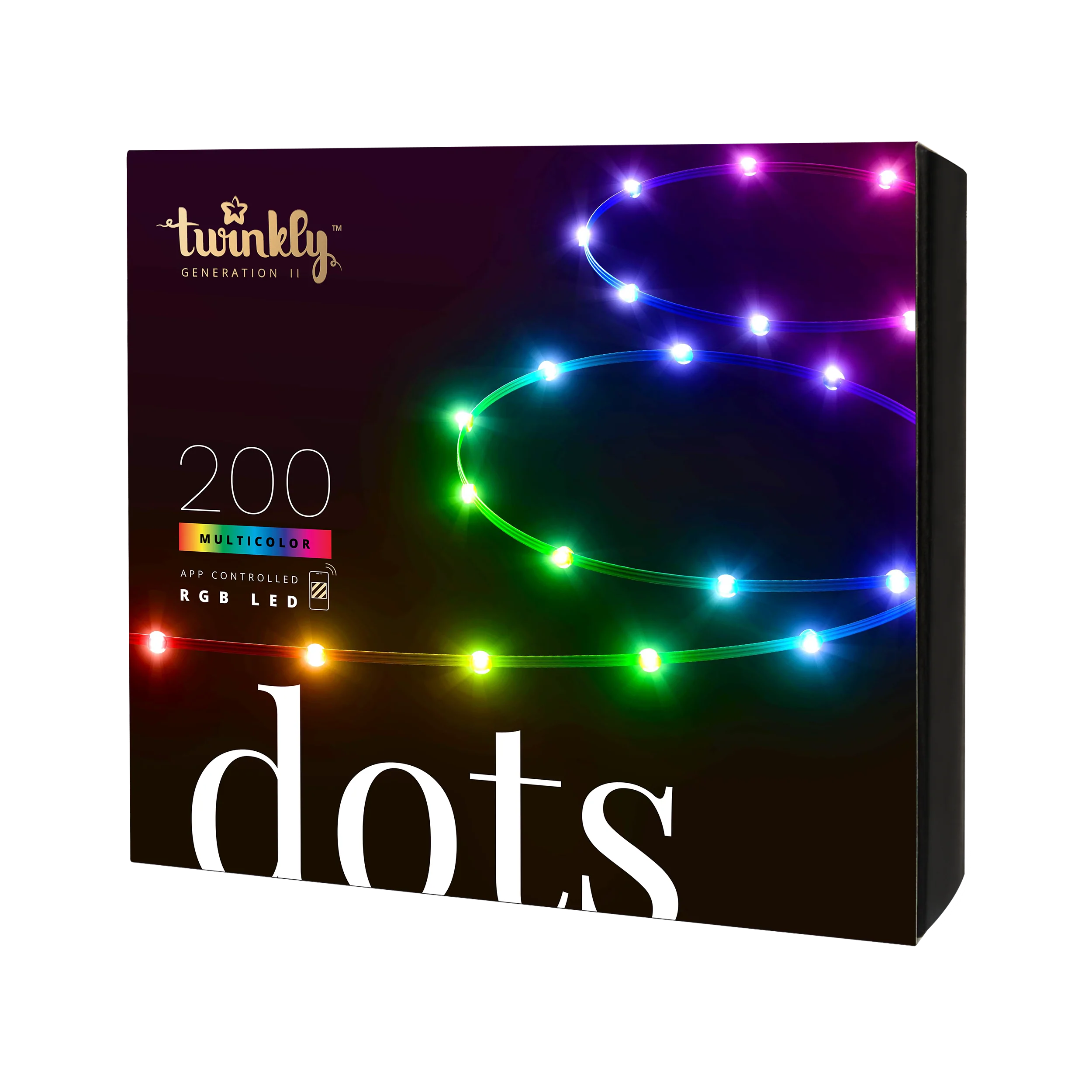 Twinkly 200 Dots Luci LED Multicolore Intelligenti 10 Metri - Cavo Nero 4 Twinkly 200 Dots Luci LED Multicolore Intelligenti 10 Metri - Cavo Nero - immagine 2
