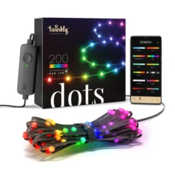 Twinkly 200 Dots Luci LED Multicolore Intelligenti 10 Metri - Cavo Nero