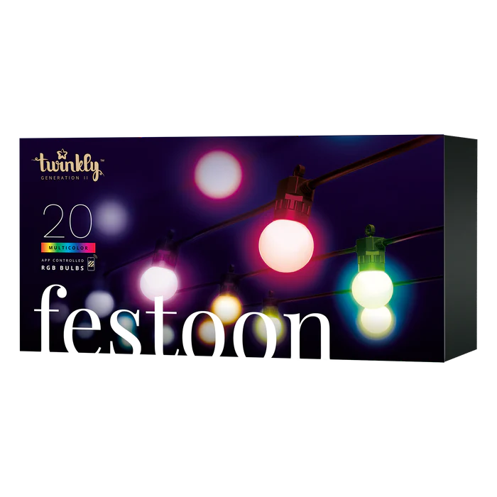 Twinkly Festoon Catena Luminosa Di 20 Sfere RGB Per Esterno, 10 Metri 4 Twinkly Festoon Catena Luminosa Di 20 Sfere RGB Per Esterno, 10 Metri - immagine 2