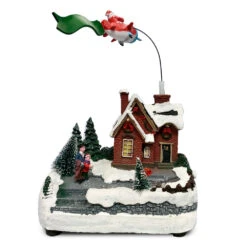 Scenario Natalizio Babbo Natale E Aereo Con Luci E Suoni