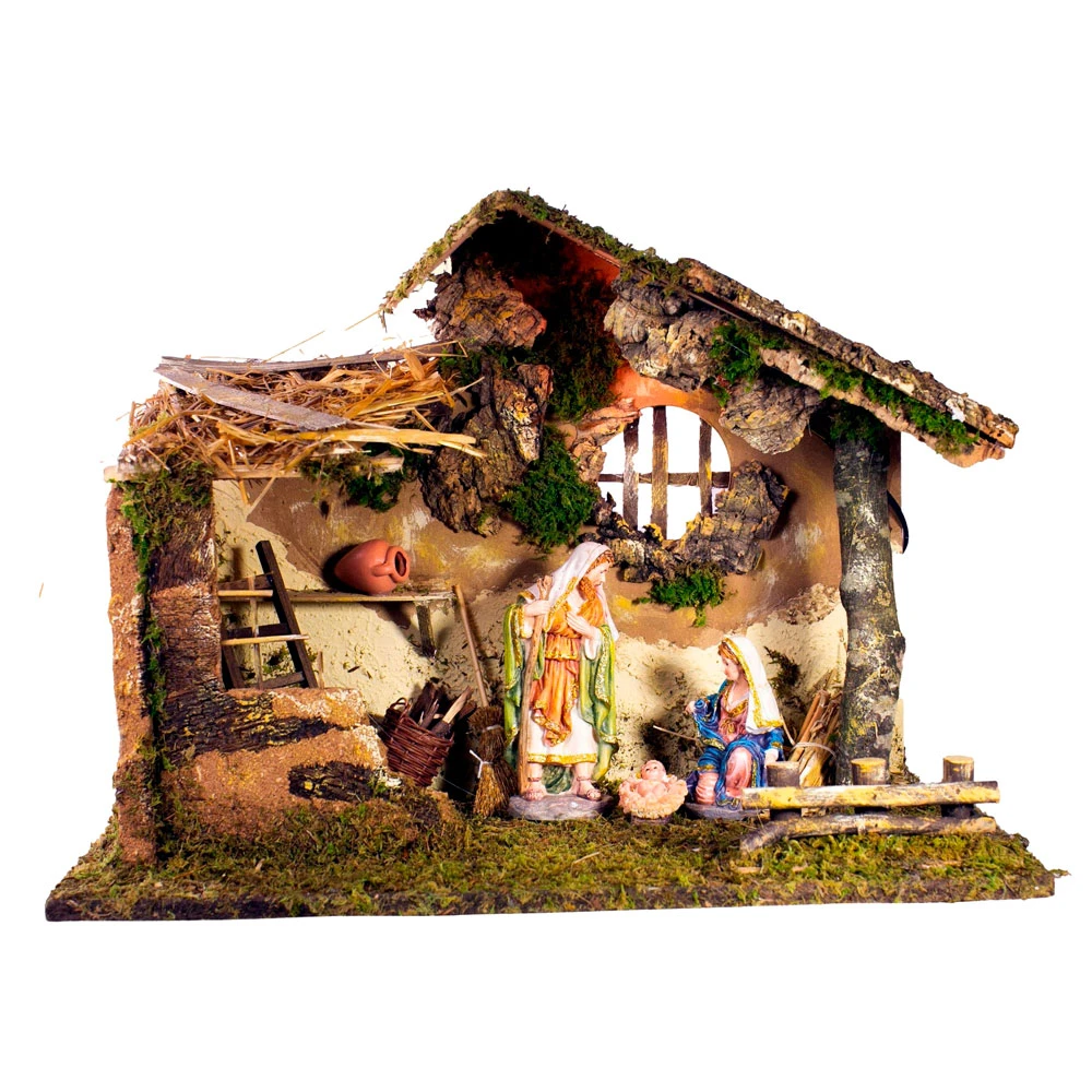Capanna Presepe Con Luce E Natività 50x26x37 Cm 3 Capanna Presepe Con Luce E Natività 50x26x37 Cm