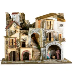Borgo Presepe Con Luci E Natività 60x34x44 Cm