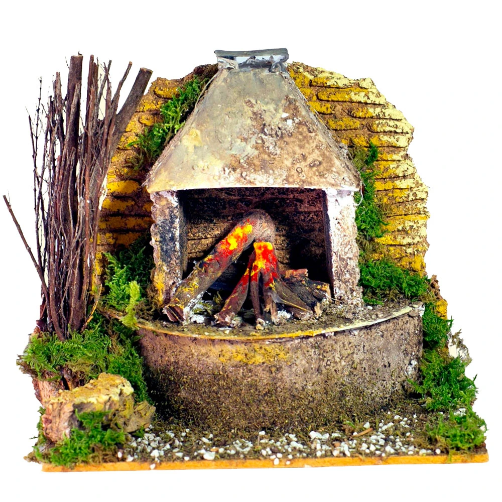 Forno Con Luce Effetto Fiamma Presepe 15x10x12 Cm 3 Forno Con Luce Effetto Fiamma Presepe 15x10x12 Cm