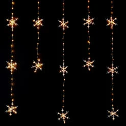 Prequ Tenda Luminosa Pioggia Di Fiocchi Di Neve, 234 Nanoled, 1 Metro, Luce Calda Fissa, Timer, IP44