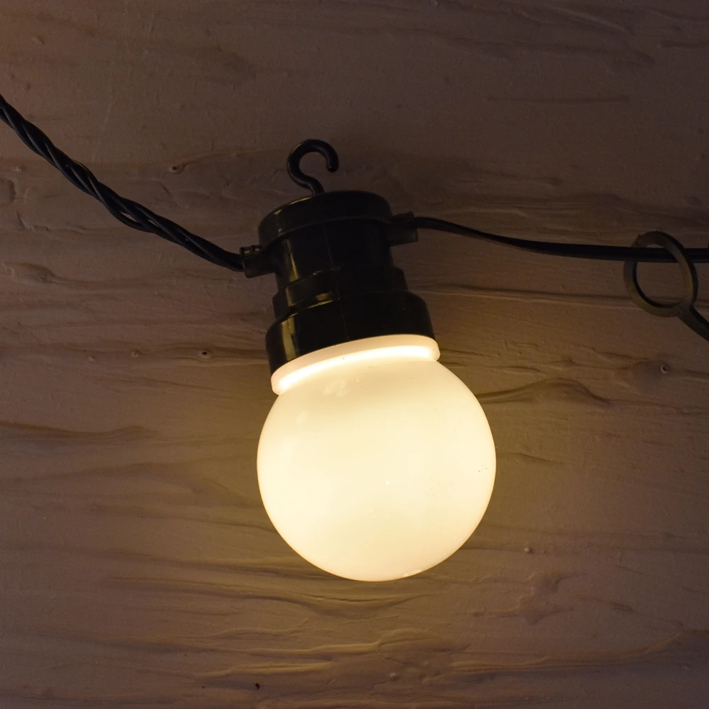 Prequ Catena Luminosa 20 Sfere Opache. 80 Led Bianco Caldo, Luce Fissa, Prolungabile, IP44 4 Prequ Catena Luminosa 20 Sfere Opache. 80 Led Bianco Caldo, Luce Fissa, Prolungabile, IP44 - immagine 2